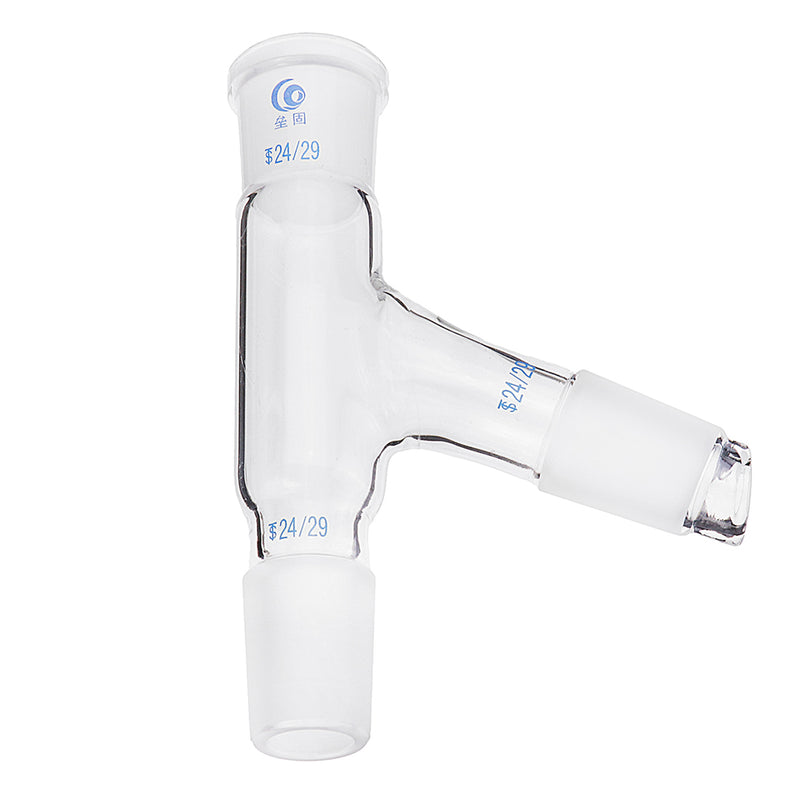 24/29 75 Degree Three-way Borosilicate Glass Distillation Adapter Connector Distilling Tube w/ Standard Ground Taper Joints