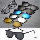 5 in 1 TR-90 Polarized Magnetic Glasses Clip On Magnetic Lens Sunglasses UV-proof Night Vision with Leather Bag