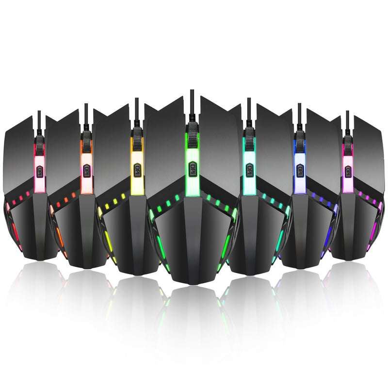 S200 1600 DPI Adjustable USB 2.0 Wried RGB Backlit Optical Gaming Mouse for PC Latop