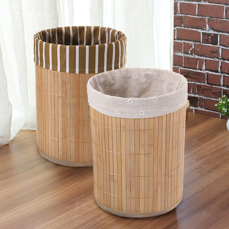 Bamboo Trash Can Foldable Wastebasket Garbage Can Waste Bins for Office Study Bathroom Living Room