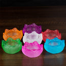 Color Lotus Diwali Glass Candle Holders Buddhism Religious Activities Ornaments Ghee Lamp Holder Candlestick