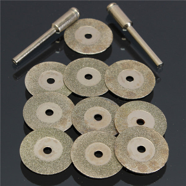 10pcs 20mm Emery Diamond Coated Double Side Cutting Disc with 2 Joint Lever