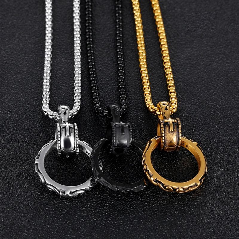 Creative Christian Eternal Life Pendant Cross Men's Titanium Steel Necklace Gift