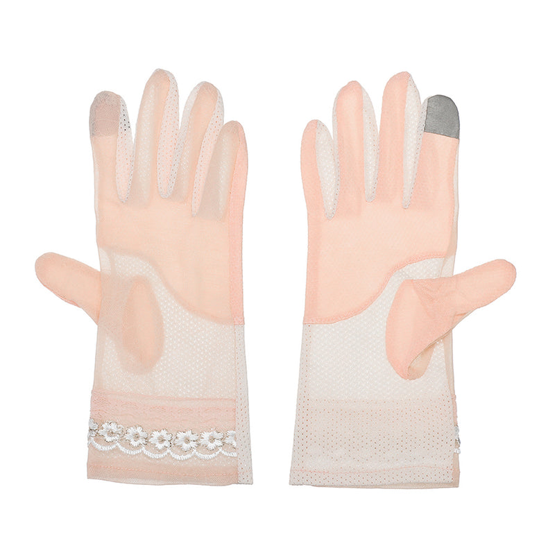 Women Touch Screen Lace Gloves Motorcycle Anti-UV Driving Riding Full Finger