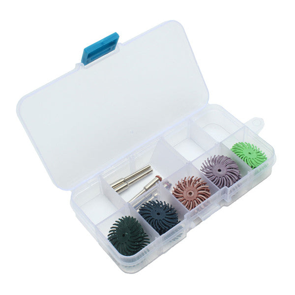 30pcs 25mm Radial Bristle Disc Brushes 80-1000 Grit with 5pcs Mandrel Rotary Adapter