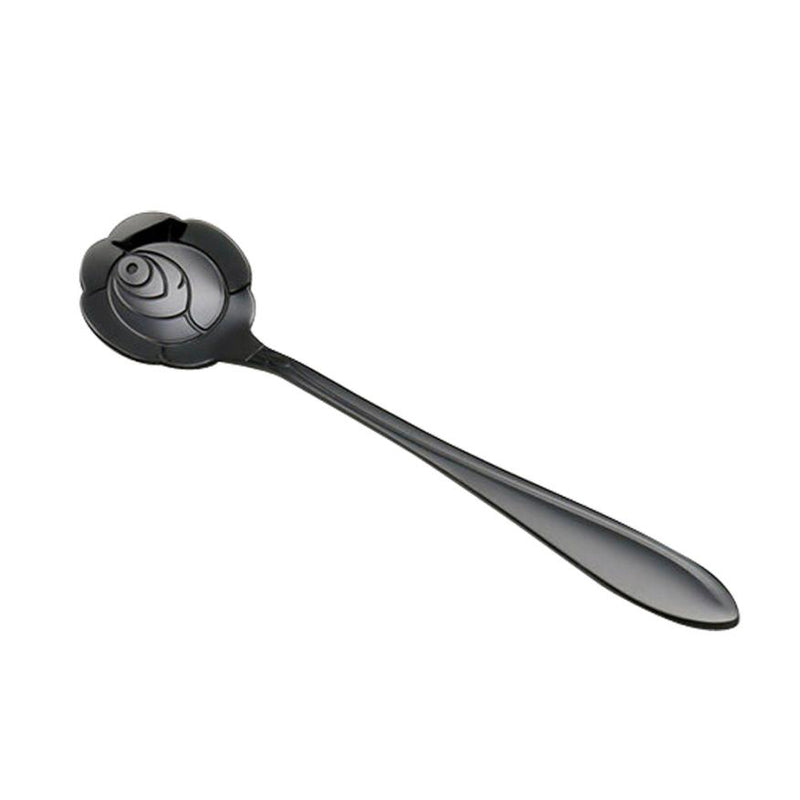 KCASA KC-FS01 Black Stainless Steel Flower Shape Coffee Sugar Spoon Tea Spoon Ice Cream Tableware