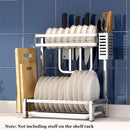 New 304 Stainless Steel Double/Three Tier Plate Rack Kitchen Shelf Rack Drying Drain Storage Plate Dish Rack Holders Tool Organizers