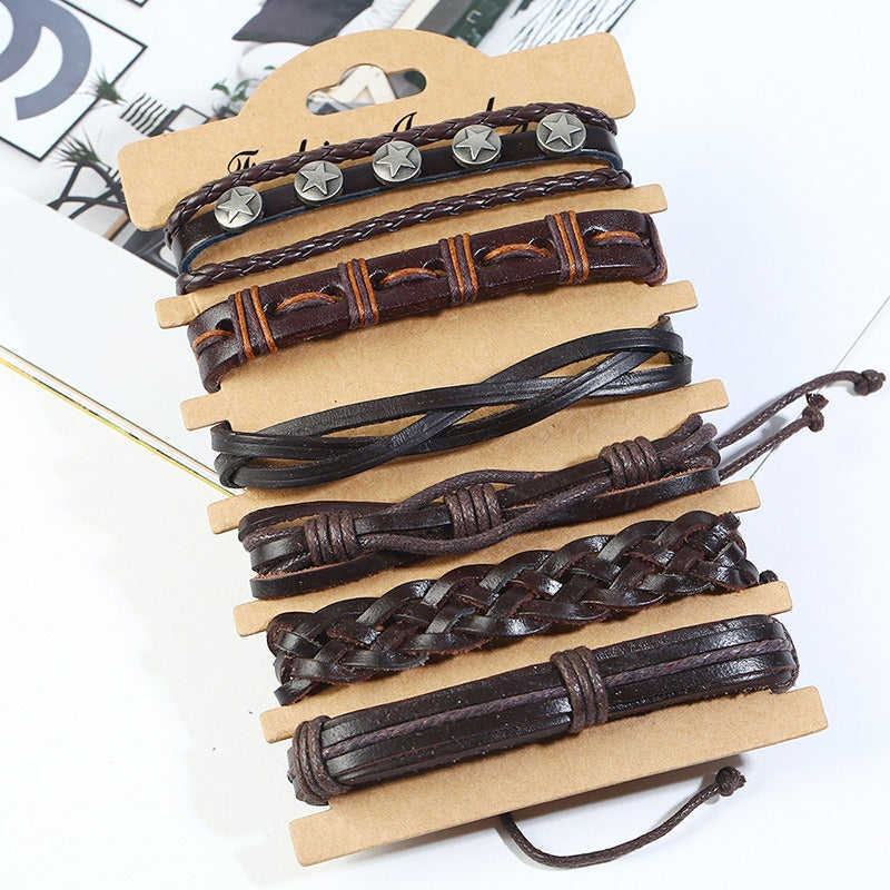 Retro Woven Leather Bracelet Multi Layer Bracelet Brown Bracelet For Men