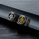 Personality Domineering Retro Masonic Titanium Steel Index Finger Ring
