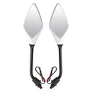 8mm 10mm Pair Motorcycle Rear View Mirrors Side Wind 12V LED Indicator Light Turn Signal