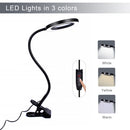 Flexible 3X USB 3 Colors Lamp Magnifier Clip-on Table Top Desk LED Reading Large Lens Illuminated Magnifying Glass