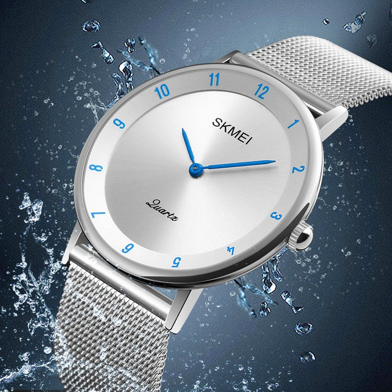 SKMEI 1264 Casual Style Ultra Thin Men Watch Stainless Steel Wristband Quartz Movement Watch