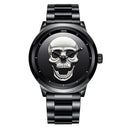 LIGE LG9876 Special Skull Pattern Three-needle Stainless Steel Quartz Watch Men Watch