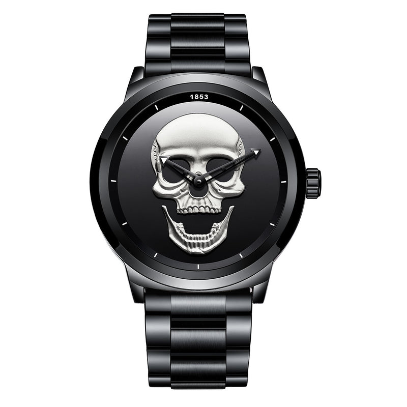 LIGE LG9876 Special Skull Pattern Three-needle Stainless Steel Quartz Watch Men Watch