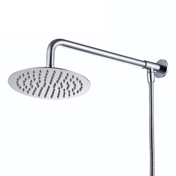 15" Wall Mounted Brass Shower Arm Head Extension Water Pipe Rail with Shower Base