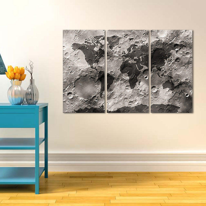 Miico Hand Painted Three Combination Decorative Paintings Lunar Surface Wall Art For Home Decoration