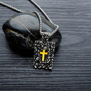 Retro Hip Hop Stainless Steel Titanium Steel Square Pendant Cross Men's Necklace