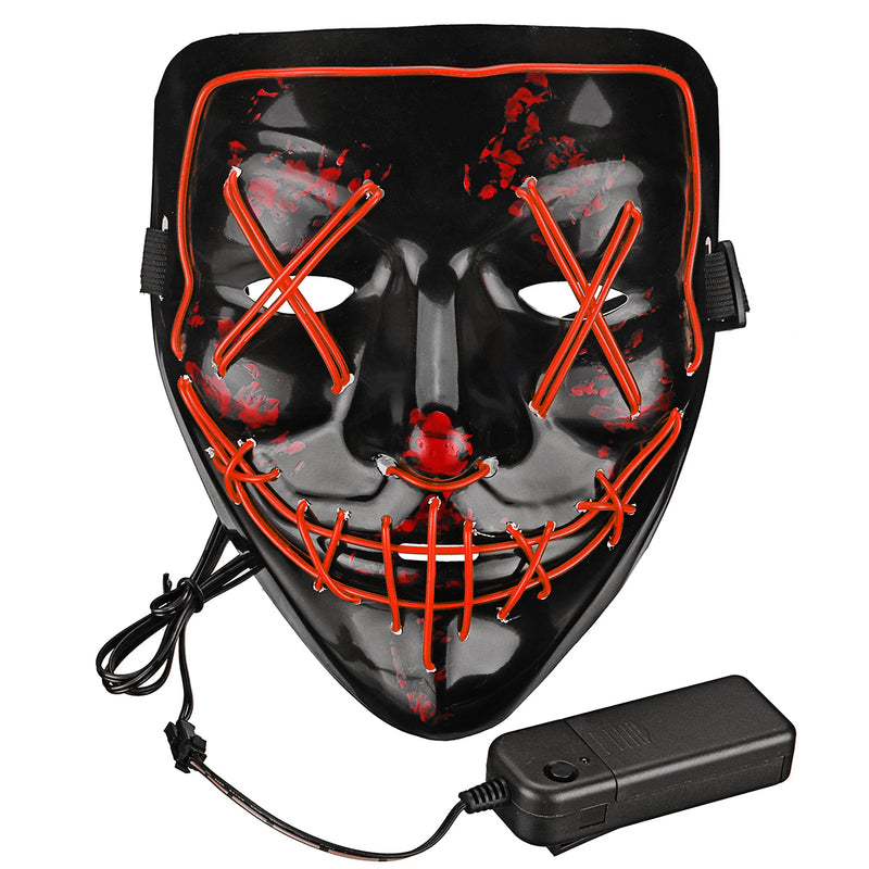 Halloween 4-Modes LED Light El Wire Mask Up Funny Mask The Purge Election Year Great Cosplay Mask
