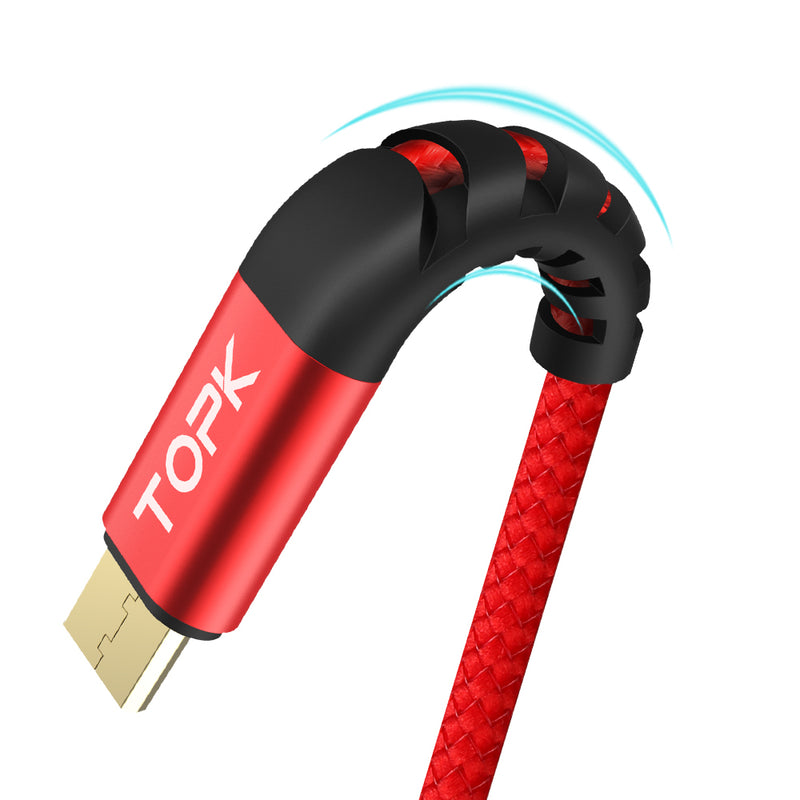 TOPK 2.4A Micro USB Fast Charging Data Cable 3.28ft/1m for Honor 8X Xiaomi Redmi Note 5