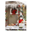 5x7FT Christmas Snowman Wooden Door Wreath Photography Backdrop Studio Prop Background