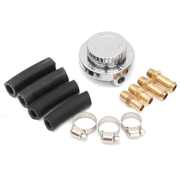 Adjustable 1-5 PSI Flow Fuel Pressure Carburettor Carb Regulator + 8mm 10mm Tail