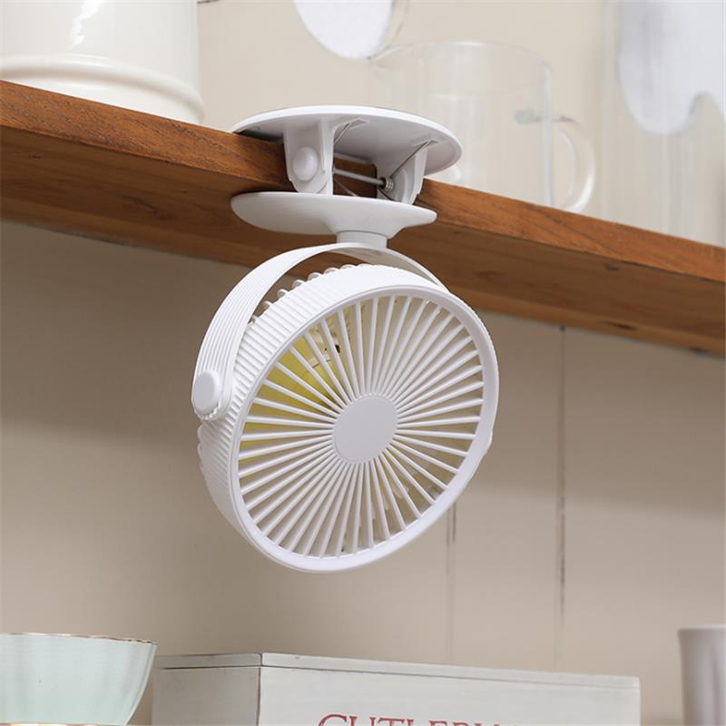 Well Star WT-F15 Portable Clip Fan 360 Degrees Rotation USB Mini Stripe Fan Rechargeable Air Cooling Fan Clip Desktop Fan Dual Use Portable Home Student Office Fan