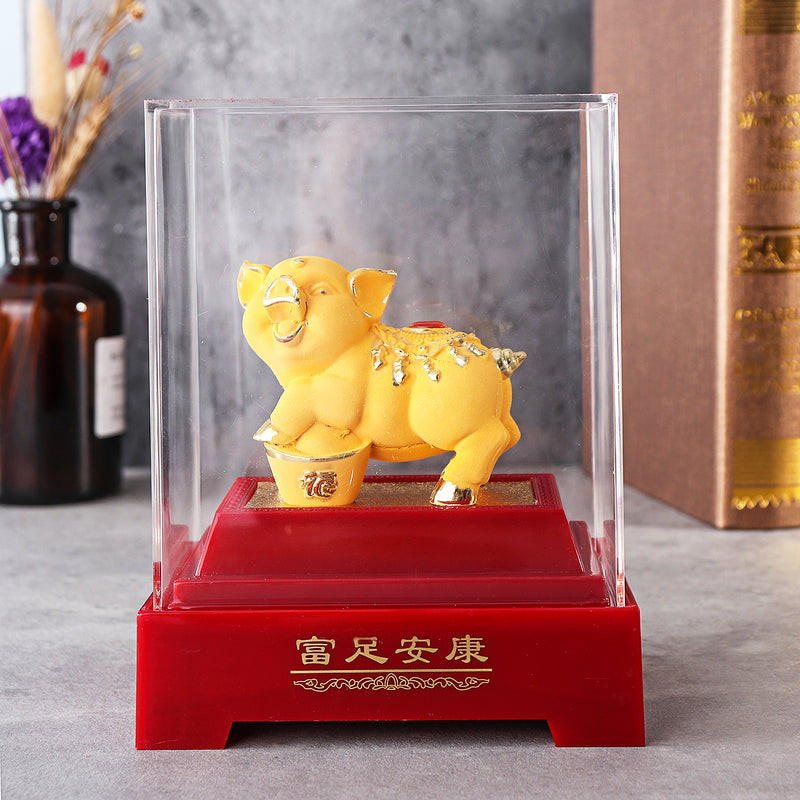 2019 Chinese Zodiac Gold Pig Money Wealth Statue Office Home Decorations Ornament Gift