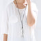 Vintage Antique Silver Fish Pendant Necklace Wax Rope Long Necklaces Ethnic Sweater Accessories