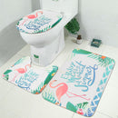 3 PCS Bathroom Carpet Set Toilet Cover 3D Shower Curtain Sets Polyester Fabric