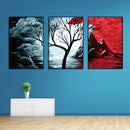 Miico Hand Painted Three Combination Decorative Paintings Botanic Tree Wall Art For Home Decoration