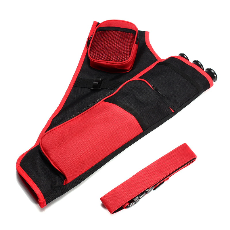3 Tube Hip Quiver Archery Holder Bag with Adjustable Waist Belt Black