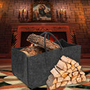 Felt Firewood Bag For Wood With Handles Grey Handy Storage Basket Rack