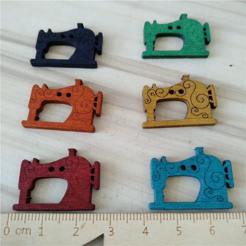 27x20mm Mixed 2 Holes Cartoon European Sewing Machine Style Wood Sewing Buttons Scrapbooking
