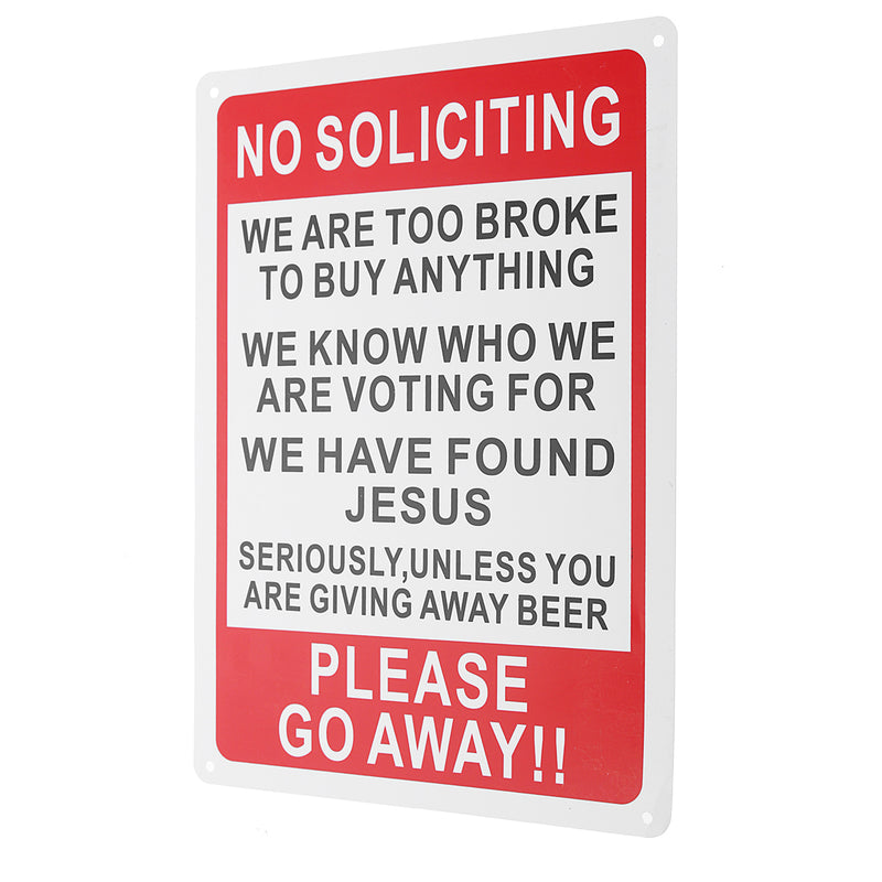 25x35cm Plastic Warning Sign No Soliciting Funny Sign Go Away Front Door Novelty Gift