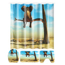 Elephant Animal Tree Desert Shower Curtain Bath Pad Pedestal Rug Lid Toilet Mat