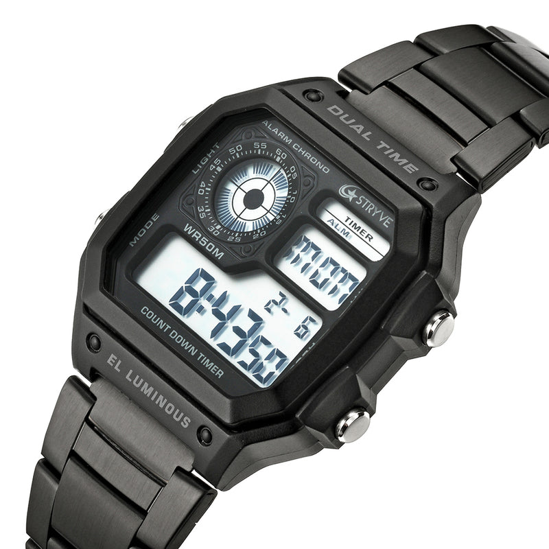 STRYVE S8007 Luminous Display Alarm Date Week Display Countdown Men Sport Digital Watch