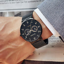 BIDEN BD0047 Ultra Thin Casual Style Men Wrist Watch Week Display Mesh Steel Quartz Watch