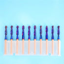 Drillpro 10Pcs 3.175mm Shank 0.8x8mm Nano Blue Coated Spiral Ball Nose End Mill CNC Milling Cutter
