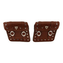 Pair PU Leather Motorcycle Bike Side Saddle Bag Panniers Khaki for Harley