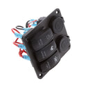 3 Gang Rocker Switch Panel Breaker Blue LED Car Marine Boat Circuit Waterproof 4 USB Charger Port