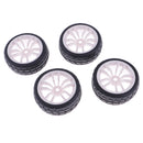 Pack of 4 Rubber Tires and Plastic Wheel Rims for HSP RC 1:10 on Road Car