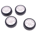 Pack of 4 Rubber Tires and Plastic Wheel Rims for HSP RC 1:10 on Road Car