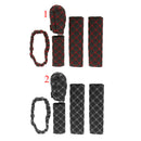 5in1 Car Auto Gear Shift Knob Hand Brake Rearview Mirror Seat Belt Cover Red