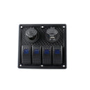 12V-24V DC 4 Gang Marine Car LED Switch Panel with Power Socket Dual USB