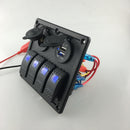 12V-24V DC 4 Gang Marine Car LED Switch Panel with Power Socket Dual USB