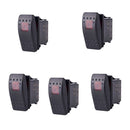 5 Waterproof 12V 20A Bar Rocker Marine Switch Car Boat LED Red Light