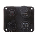 Dual Led 2-USB Power Charger + Cigarette Socket + Digital Voltmeter