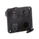 Dual Led 2-USB Power Charger + Cigarette Socket + Digital Voltmeter