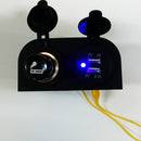 12V-24V Car Cigarette Lighter + Blue LED Dual USB Port Charger Socket Adapter