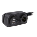 12V-24V Car Cigarette Lighter + Blue LED Dual USB Port Charger Socket Adapter